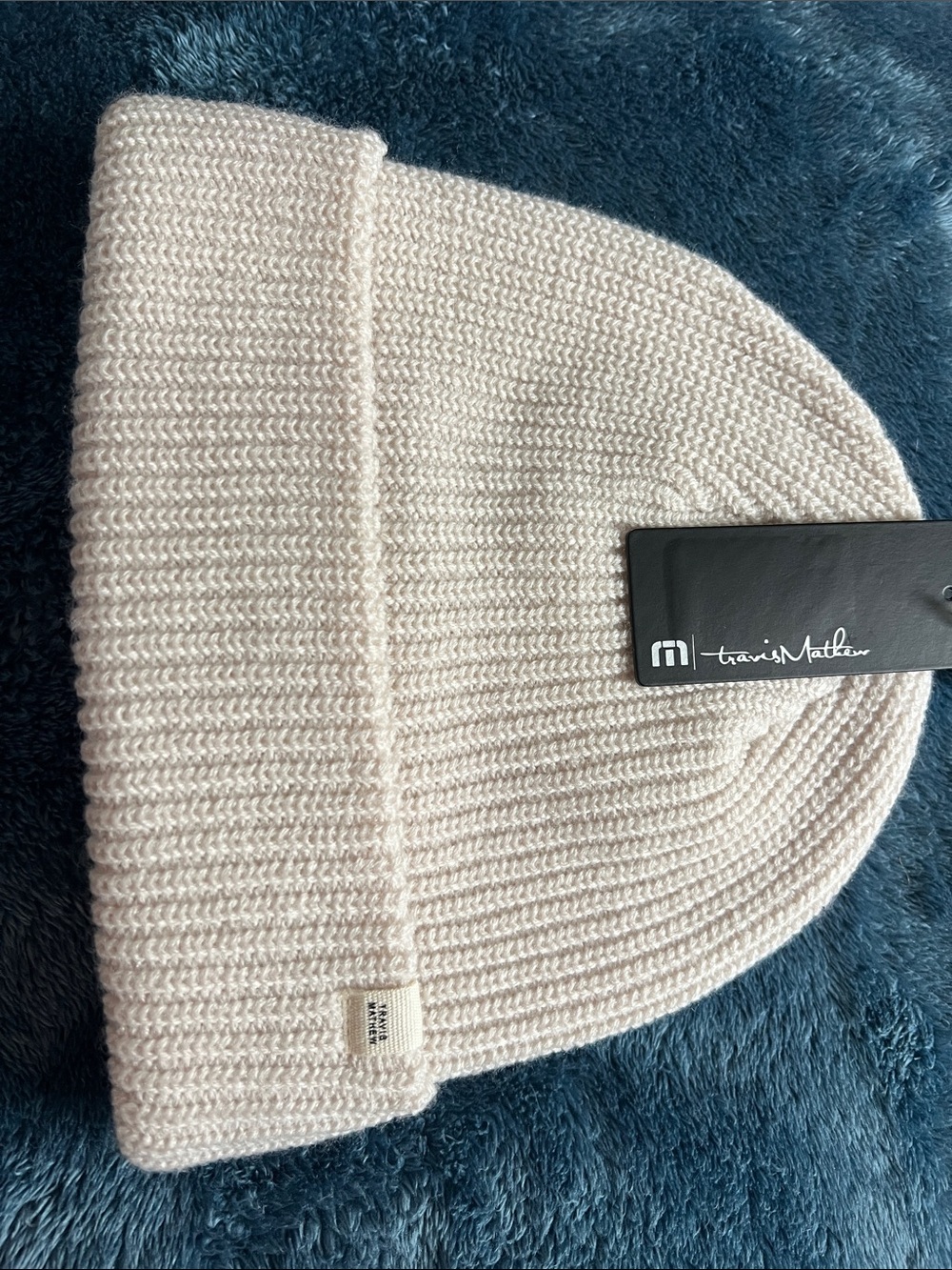 Travis Mathew Cream Ribbed Beanie NWT